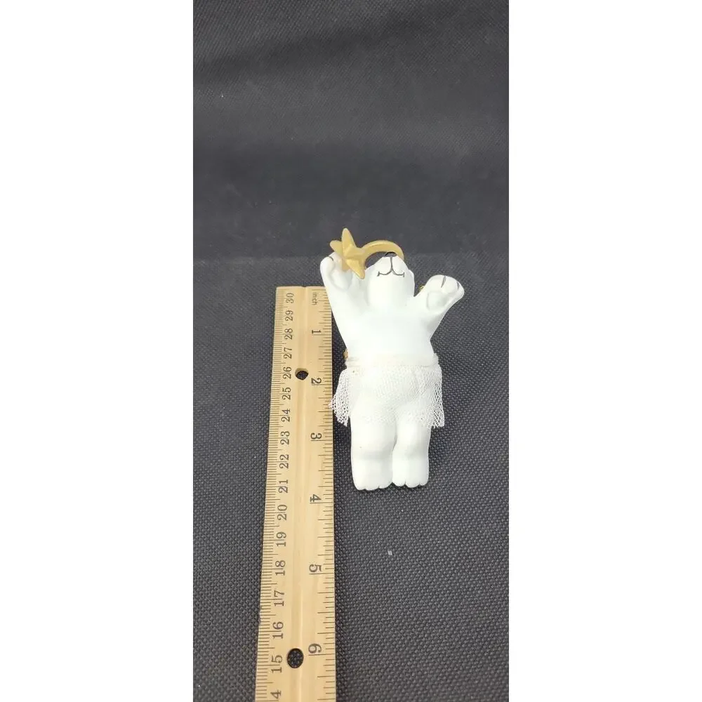 Vintage 1999 Avon Graceful Polar Bear Angel Christmas Ornament Gold Halo